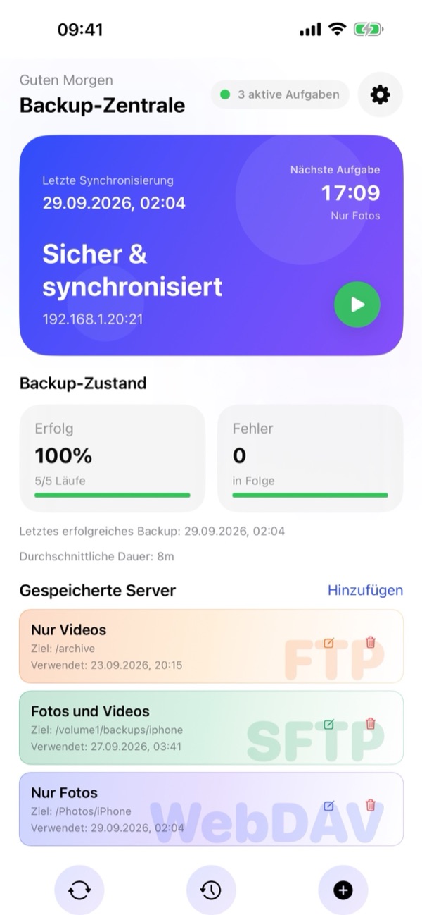 2. Übersicht der Backup-Zentrale