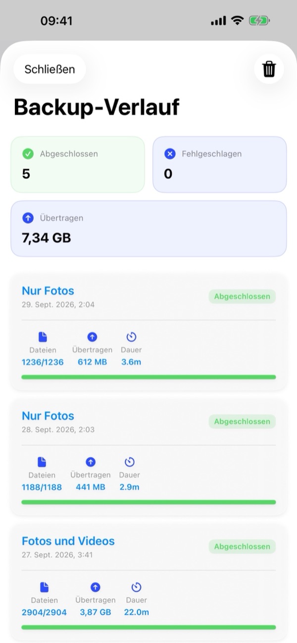 8. Backup-Verlauf