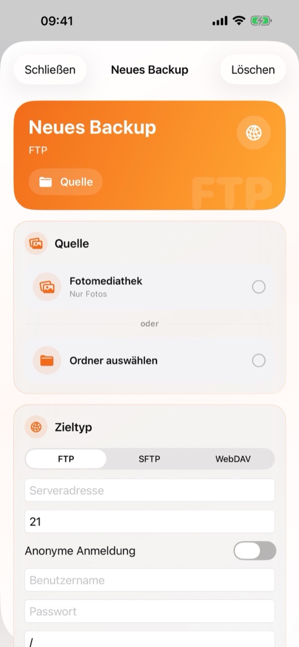 3. Neues Backup erstellen