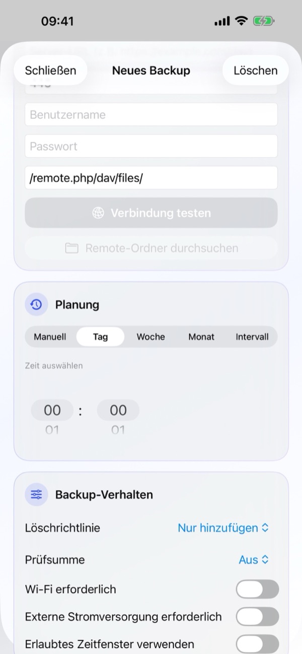 3. Neues Backup erstellen