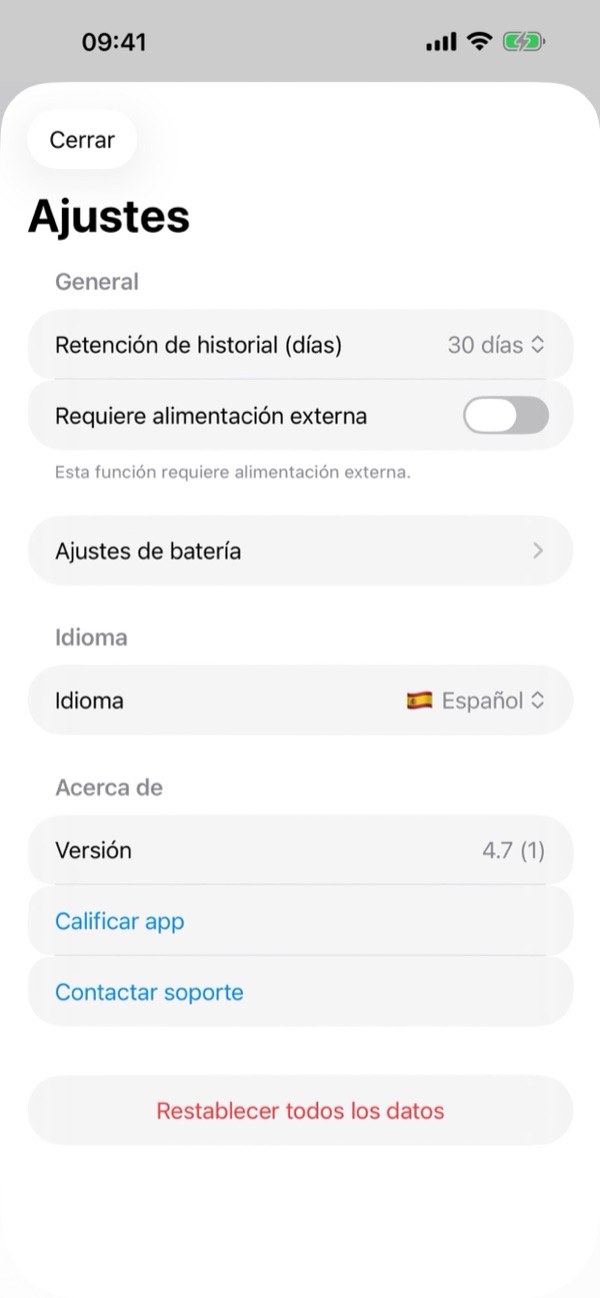 9. Ajustes de la aplicación