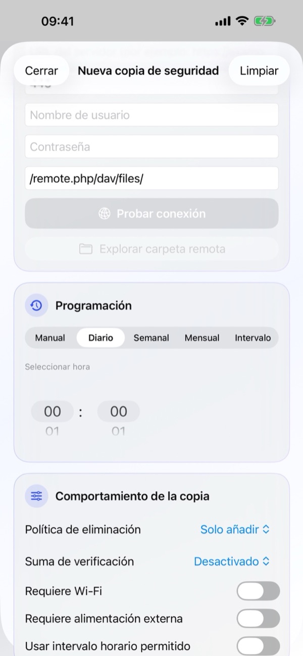 3. Crear una nueva copia de seguridad