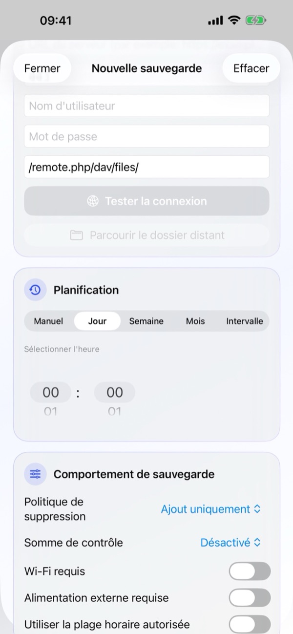 3. Créer une nouvelle sauvegarde
