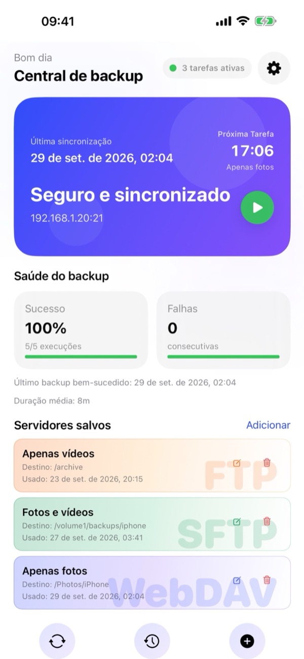 2. Visão geral da Central de backup