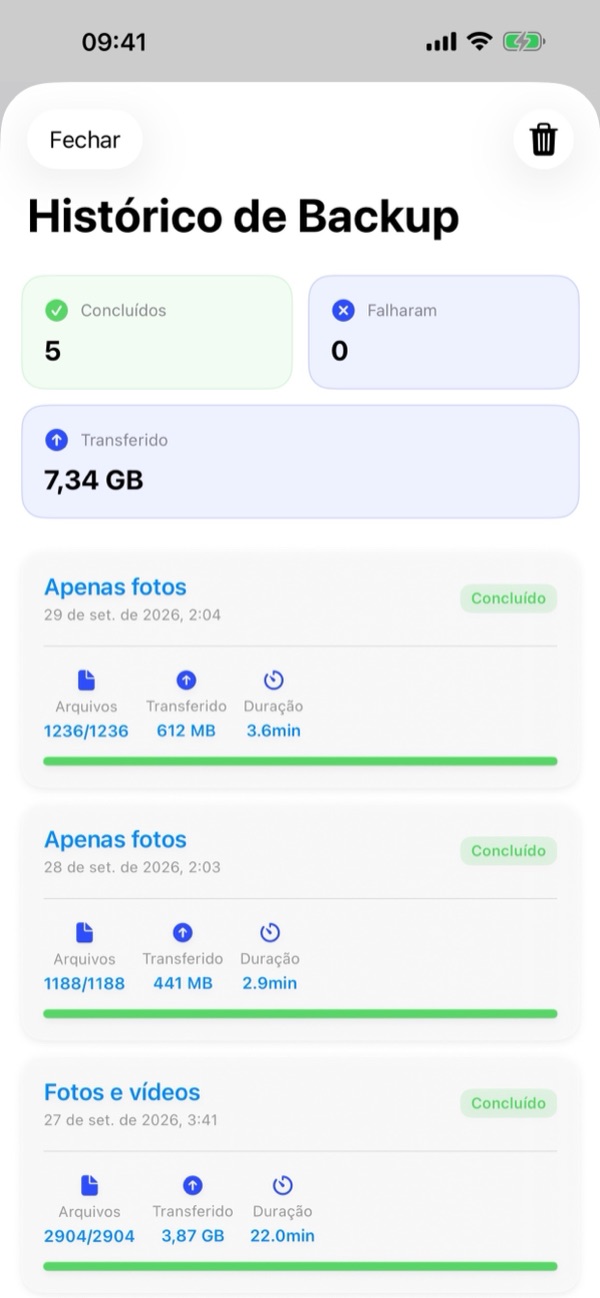 8. Histórico de Backup