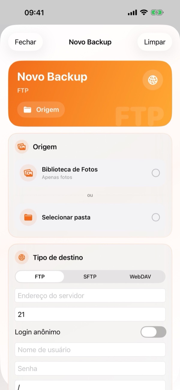 3. Criar um Novo Backup