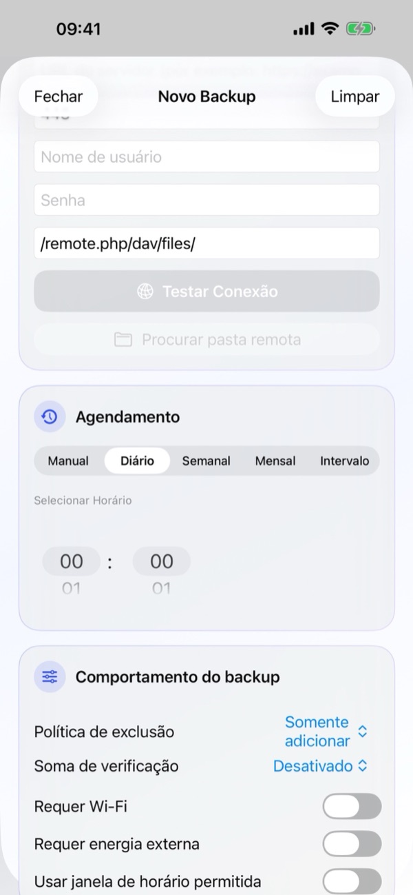 3. Criar um Novo Backup