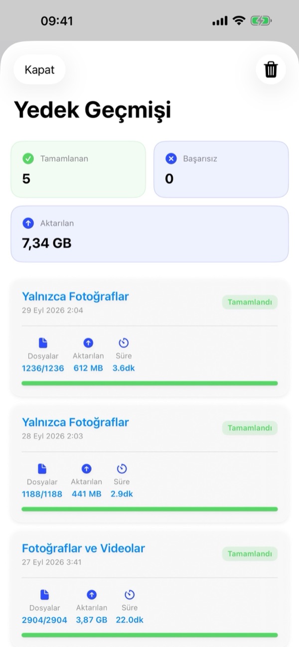 8. Yedek Geçmişi